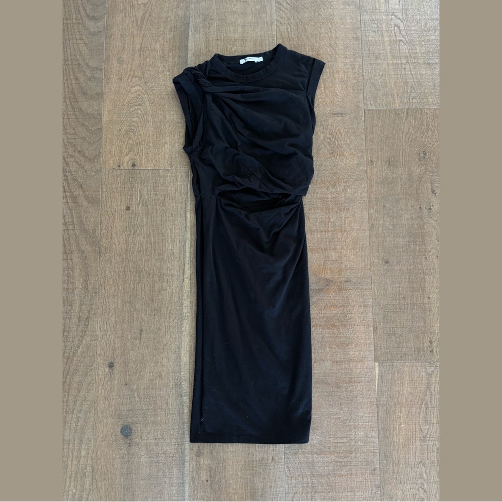 t alexander wang black draped cutout midi dress